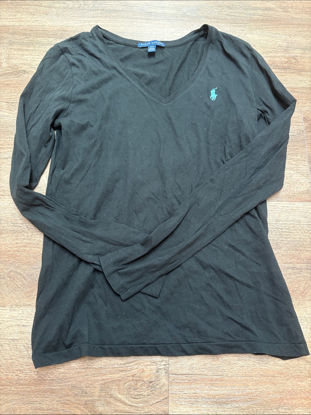 Ralph Lauren Black Long Sleeve V‑Neck Tee